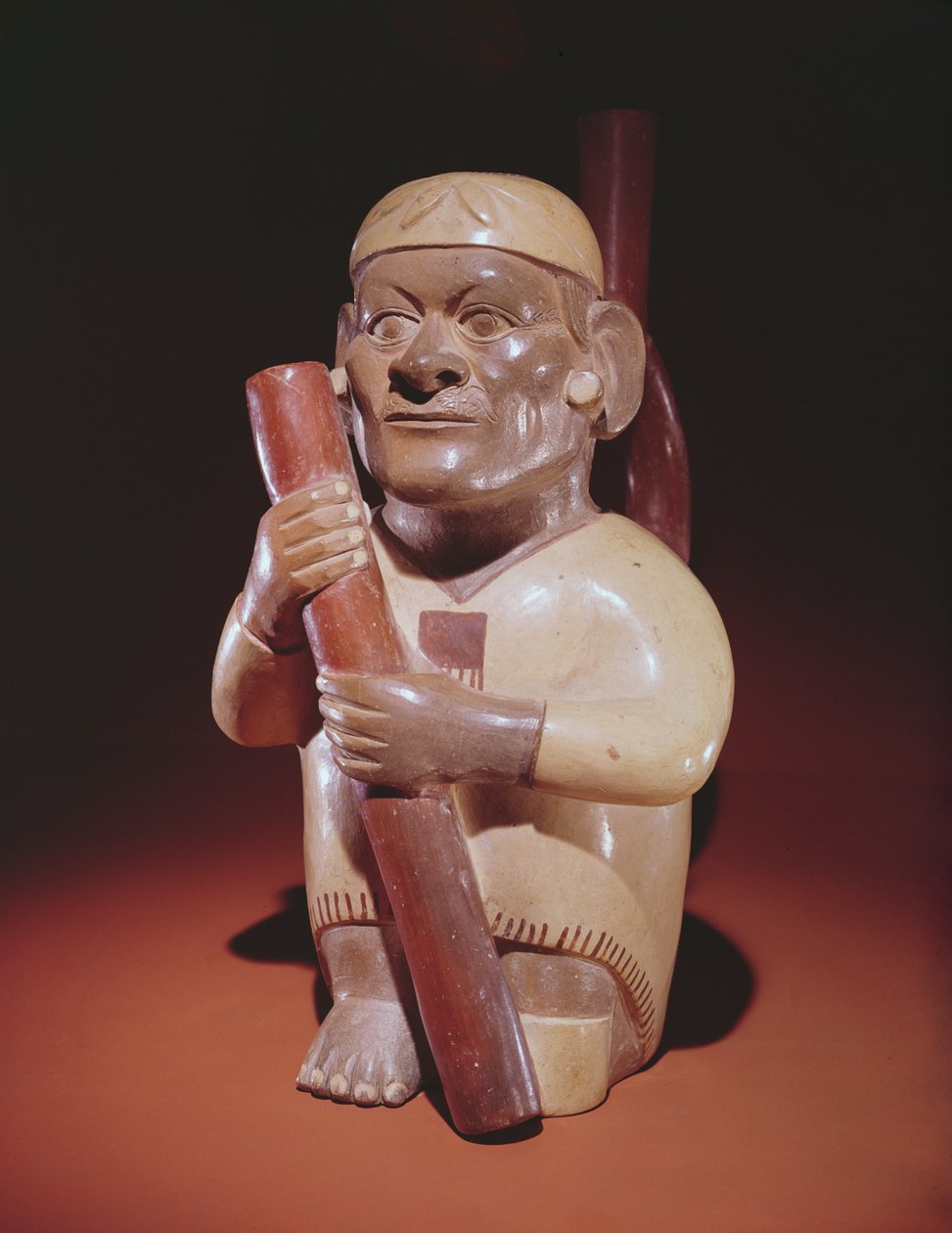 Zittende eenbenige man, Mochica Cultuur door Peruvian School