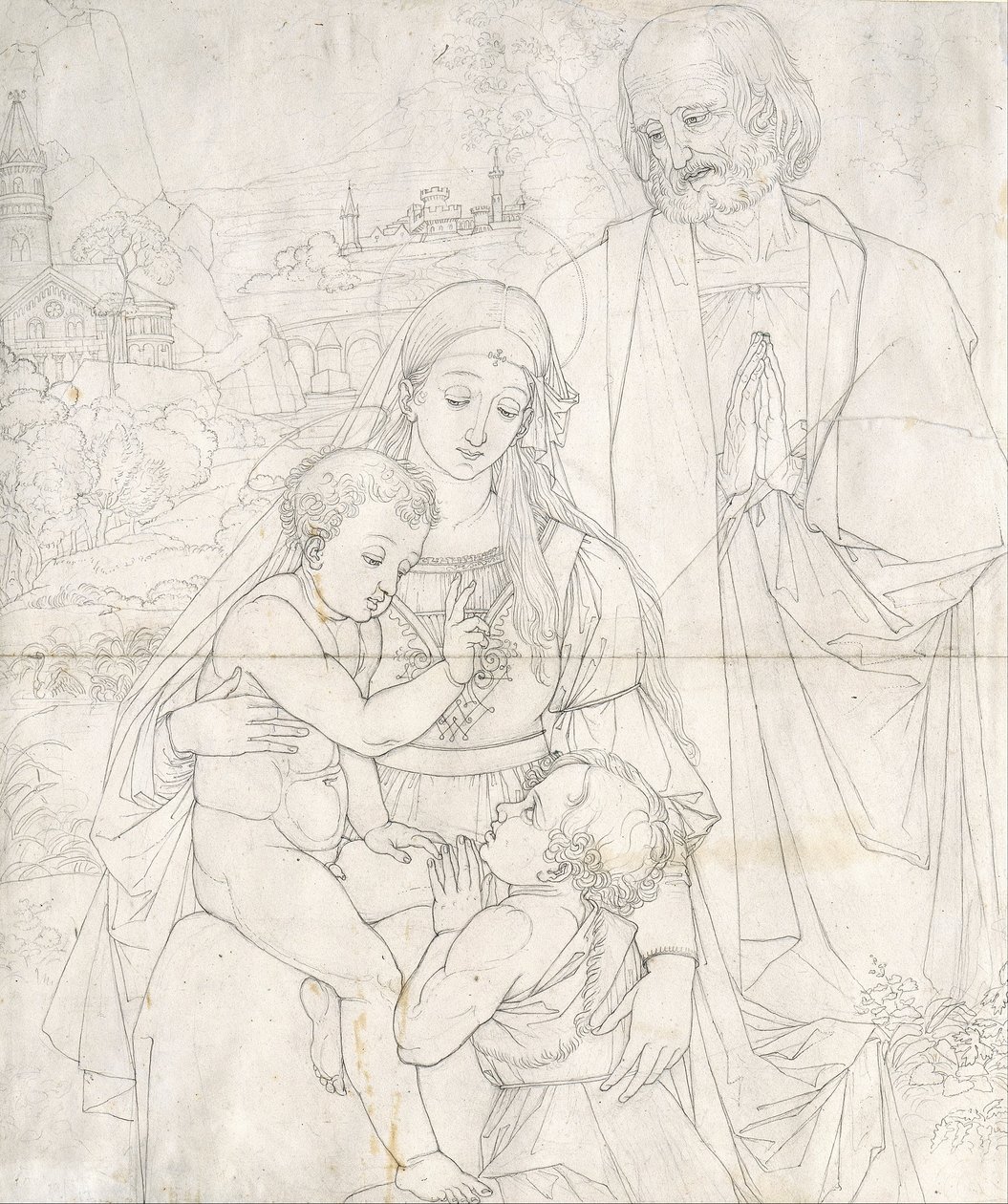 Heilige Familie met Johannes de Doper als Jongen door Peter von Cornelius