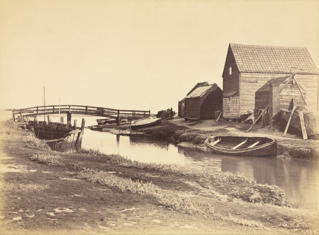 Getijdenkreek en Oude Pakhuizen ten Zuiden van Southwold, Suffolk door Peter Henry Emerson