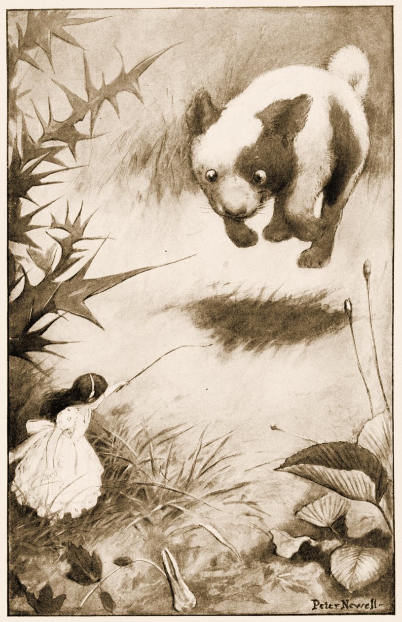De Puppy sprong in de lucht, illustratie voor Lewis Carrolls Alice