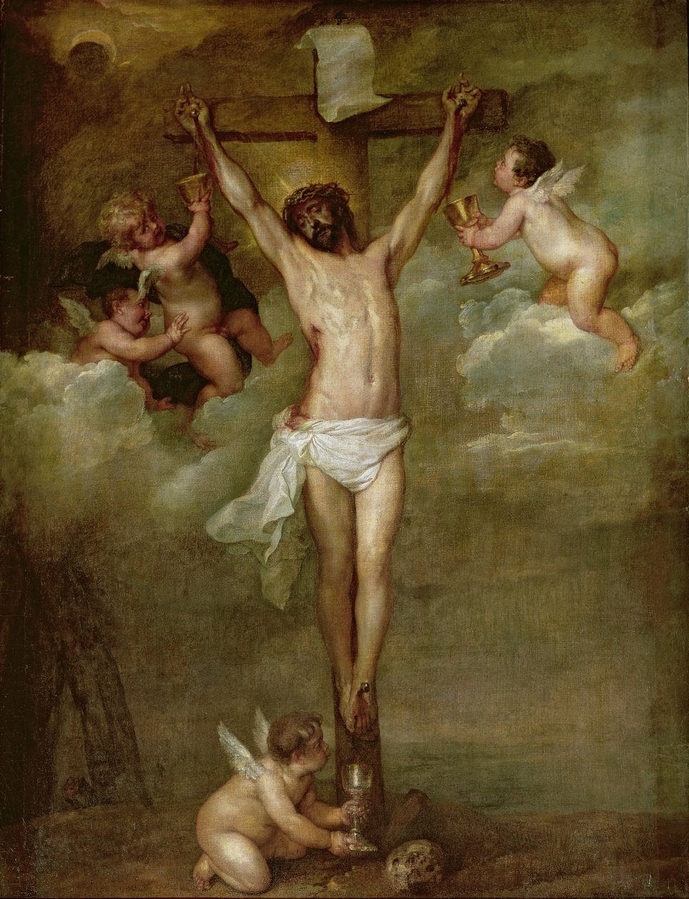Christus bijgestaan door engelen met kelken door Peter Paul Rubens