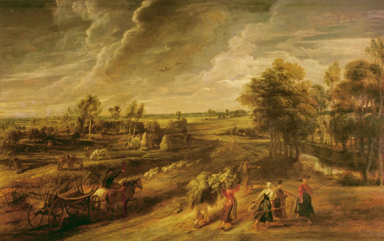 Boeren keren terug van de velden, ca. 1632-34 door Peter Paul Rubens