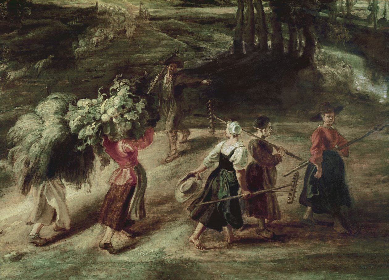 Boeren die terugkeren van de velden (detail) door Peter Paul Rubens