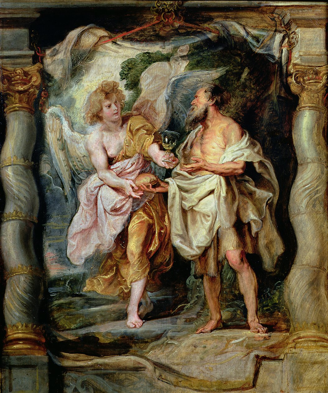 De Profeet Elia en de Engel in de Wildernis, c.1626-28 door Peter Paul Rubens