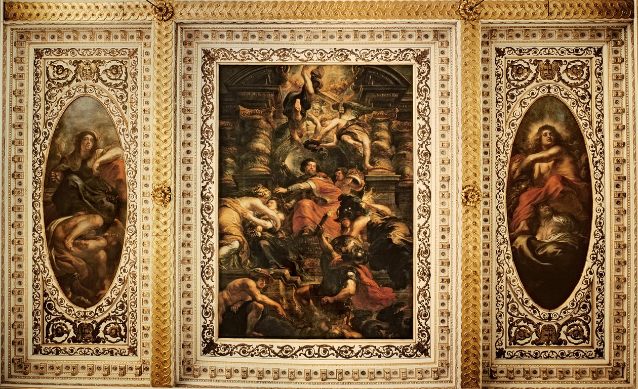 Het Plafond van Whitehall: De Vredige Regering van Koning James I (1566-1625) door Peter Paul Rubens