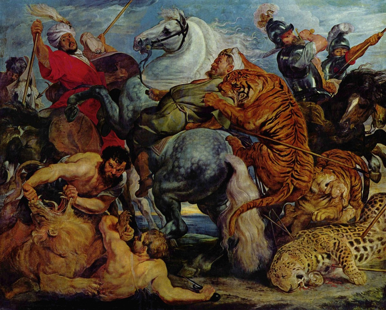 Tijger- en leeuwenjacht door Peter Paul Rubens