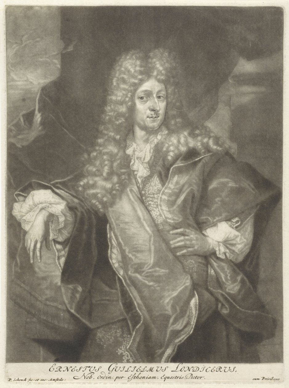 Portret van Ernst Wilhelm Londicer door Pieter Schenk (I), 1670 - 1713 door Peter Schenk the Elder