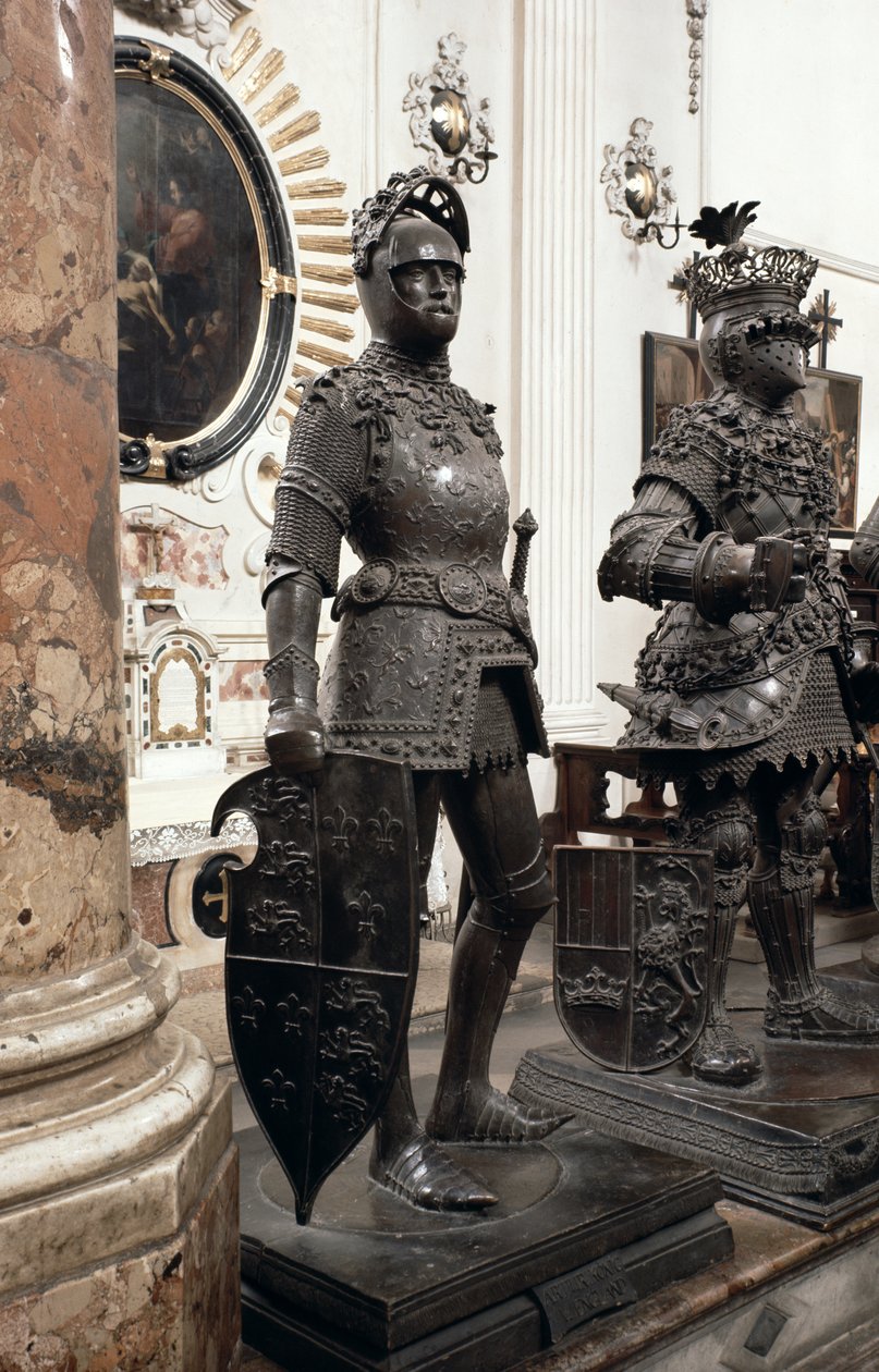 Koning Arthur, standbeeld van het graf van Maximiliaan I, Innsbruck, 1513 (brons) door Peter Vischer