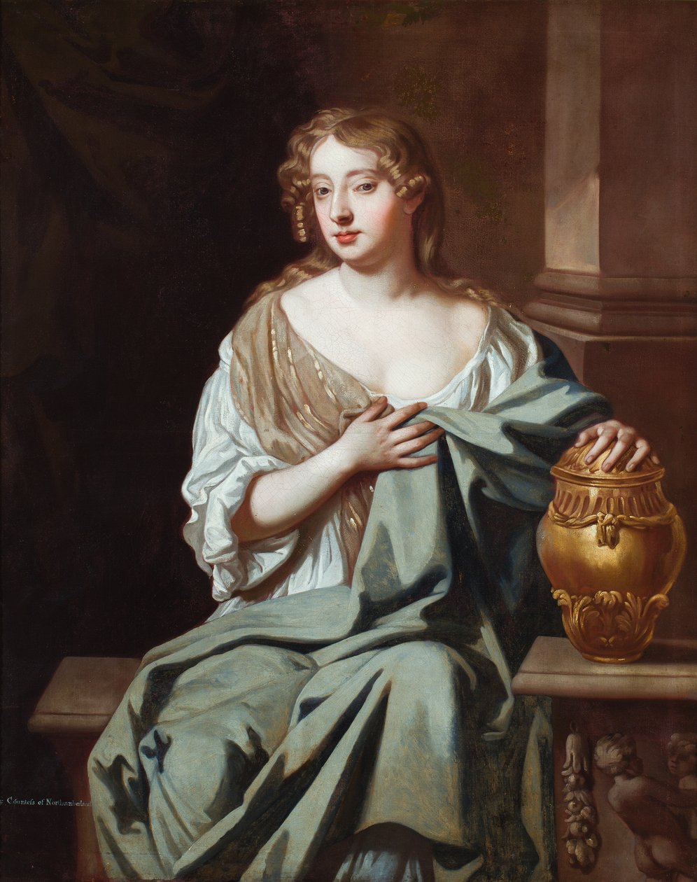 Portret van Mary Davis, actrice (olieverf op doek) door Peter (after) Lely