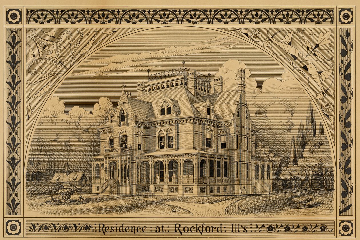 N. C. Thompson Huis, Rockford, Illinois, Perspectief door Peter Bonnett Wight