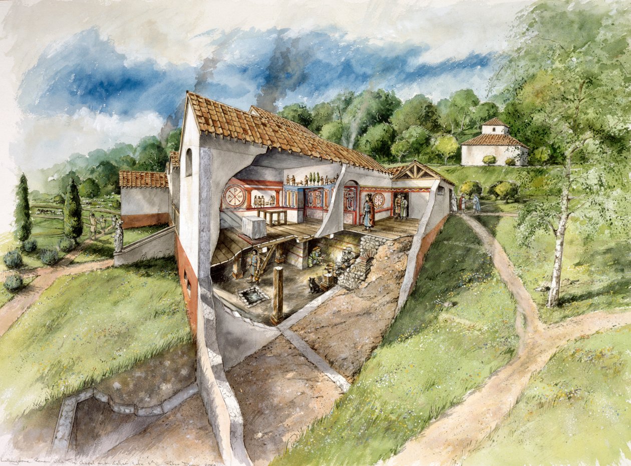 Lullingstone Romeinse Villa, 4e eeuw, ca. 1990-2010 door Peter Dunn