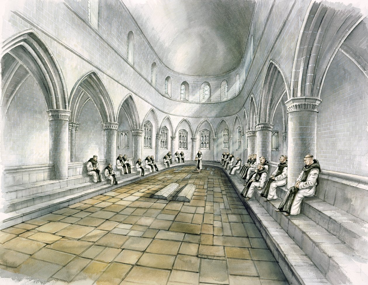 Rievaulx Abbey, 14e eeuw, ca. 1990-2010 door Peter Dunn