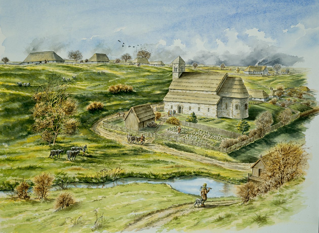 Wharram Percy Middeleeuws Dorp, eind 12e eeuw, ca. 1990-2010 door Peter Dunn