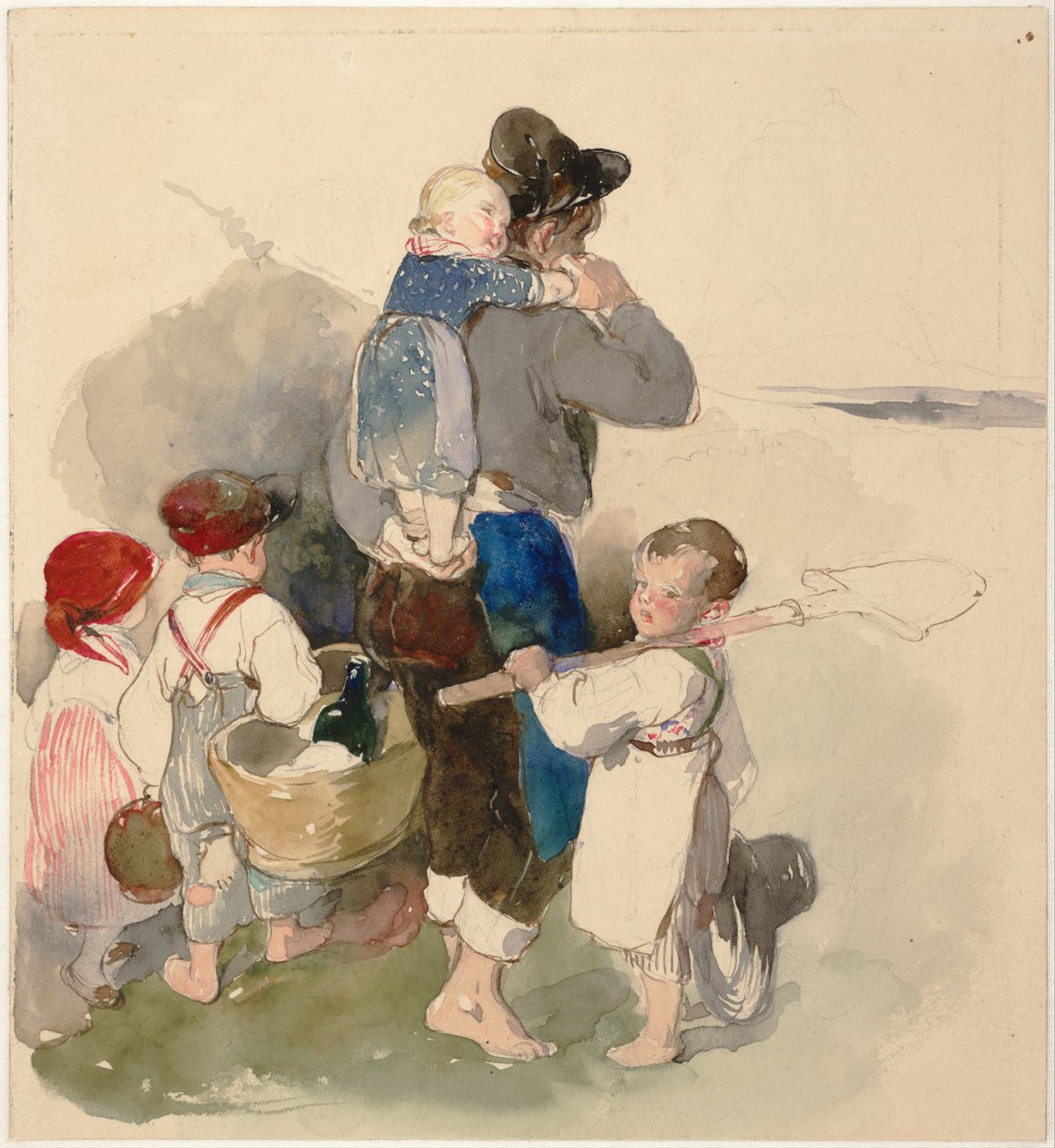 Kinderen op weg naar het werk op de velden, ca. 1840 door Peter Fendi