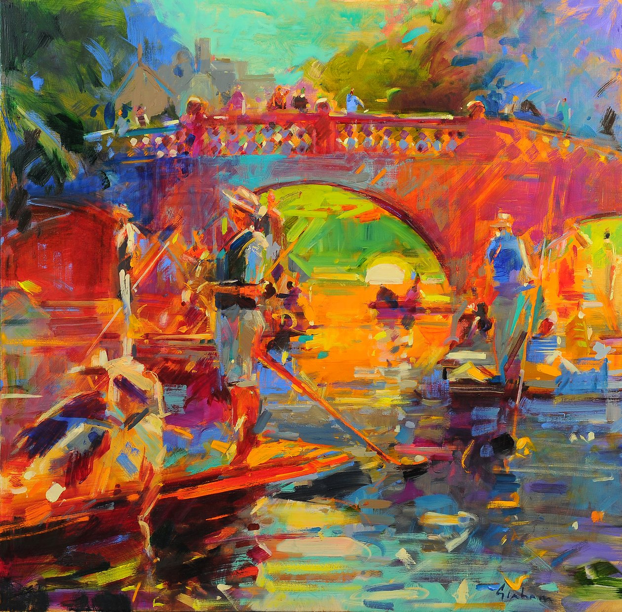 Punts, Clare Brug door Peter Graham (Contemporary)