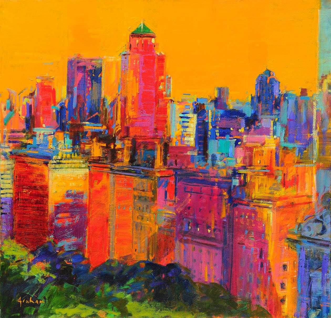 New York Days, 2021 (olieverf op doek) door Peter Graham
