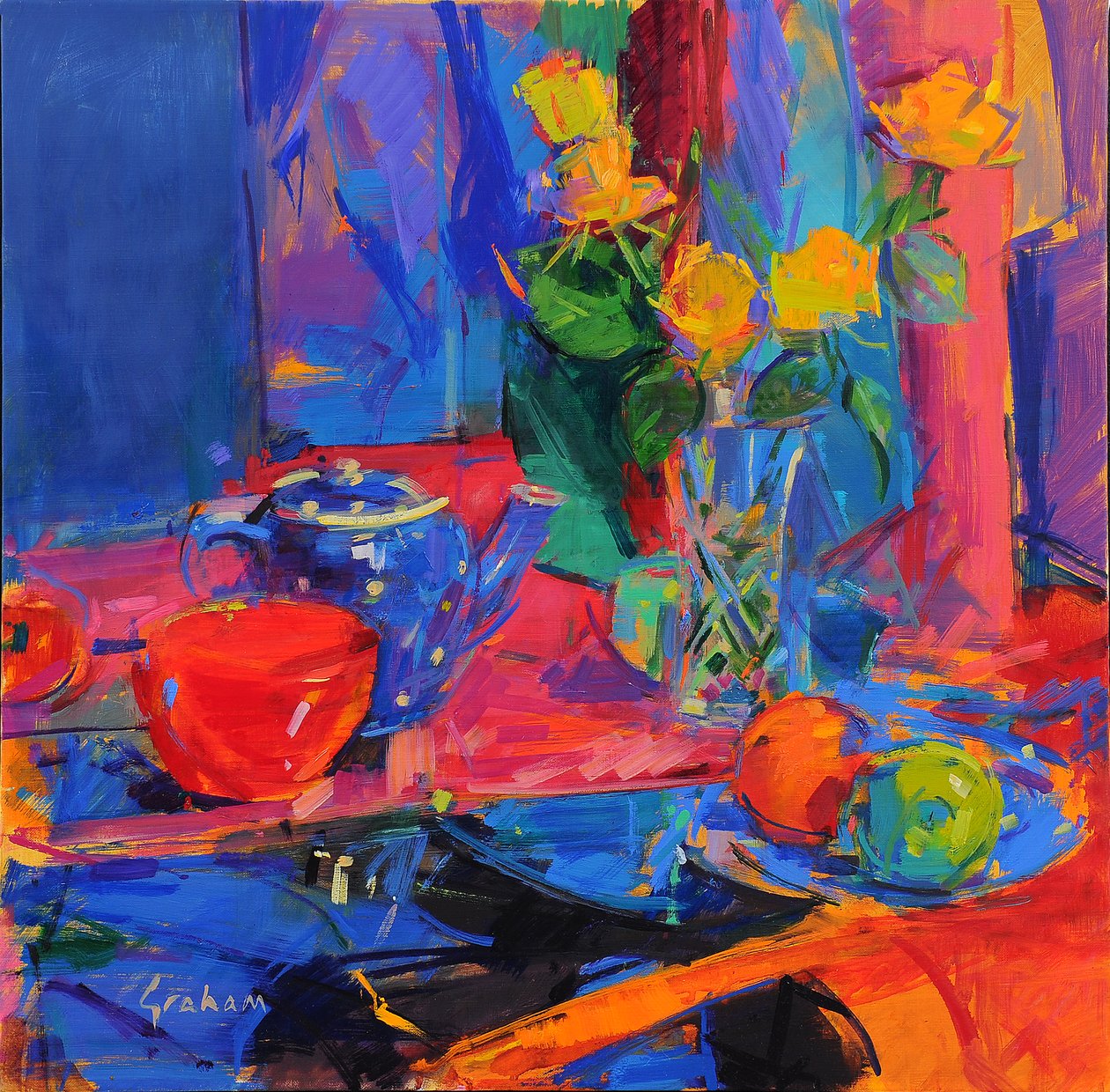Rhapsody in Blue , 2021 (olieverf op doek) door Peter Graham