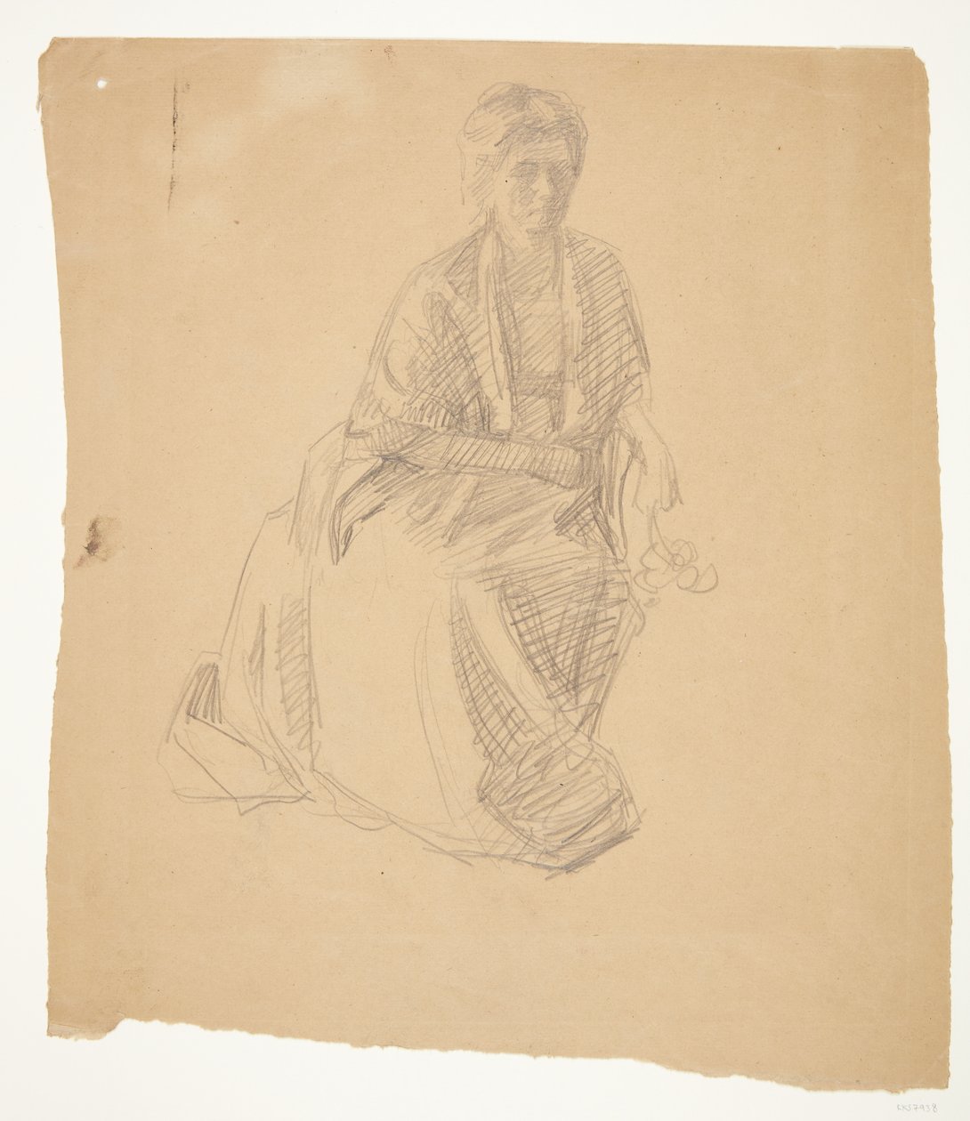 De Vrouw van de Kunstenaar (Mevrouw Elise P. H.) zittend. Studie voor het schilderij: Faaborgmuseets Inwijding (1910-11) door Peter Hansen