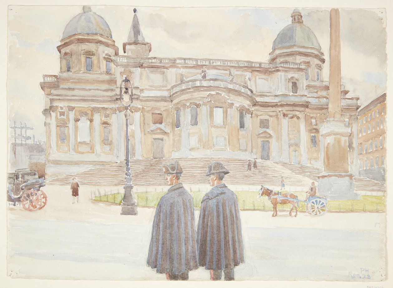 Twee karabinieri buiten Santa Maria Maggiore door Peter Hansen