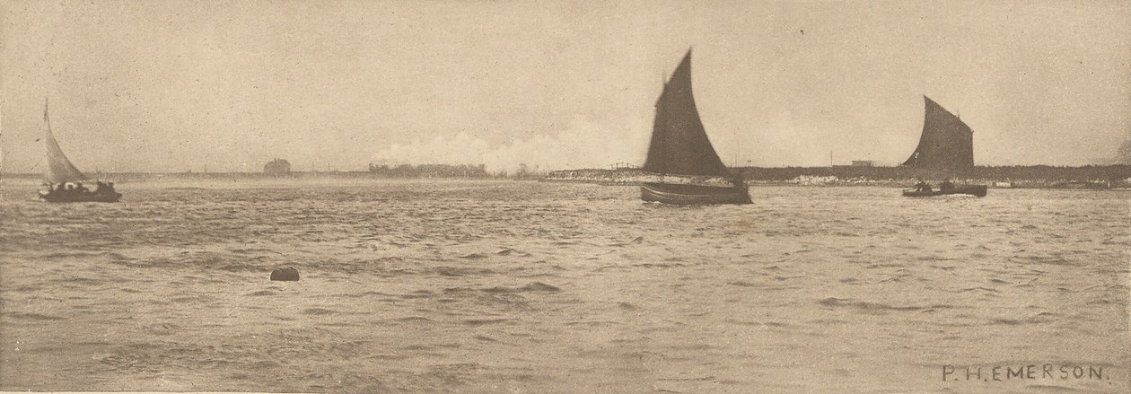 Op Breydon Water - Zee-mist op komst door Peter Henry Emerson