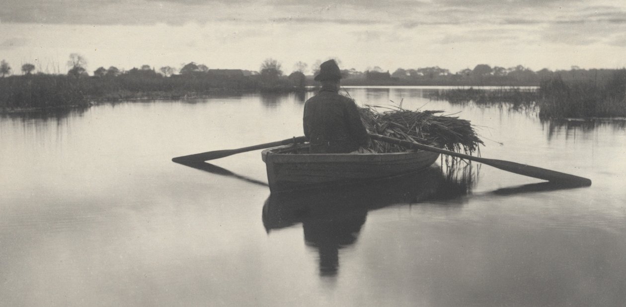 Naar huis roeien met de Schoof-Stuff,1886 (foto) door Peter Henry Emerson