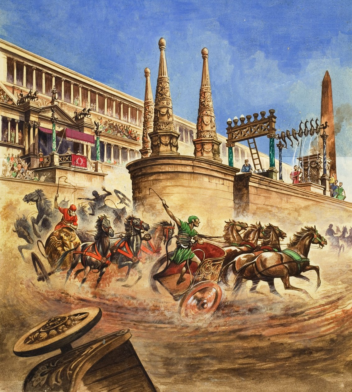 Wagenrace (gouache op papier) door Peter Jackson