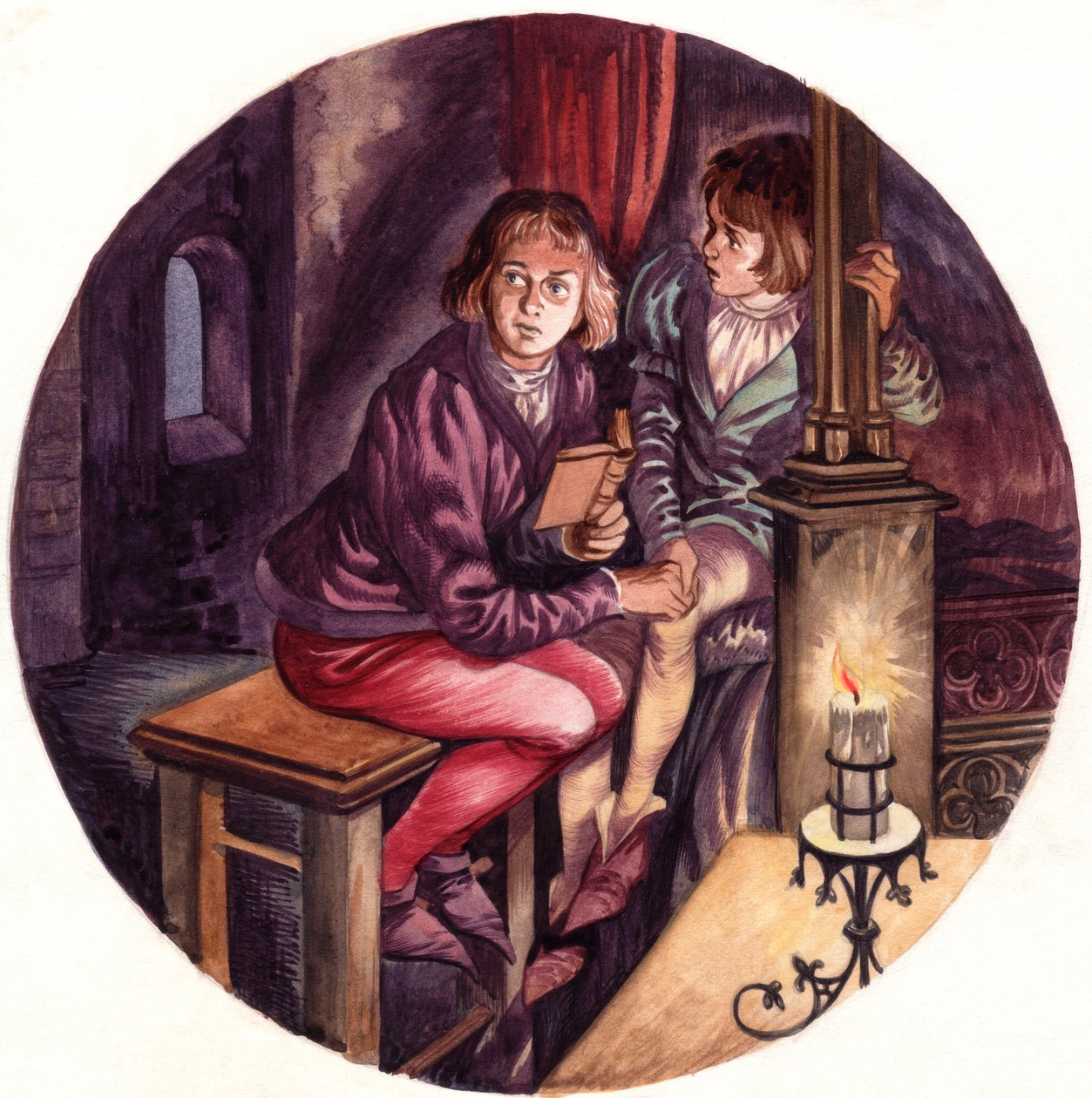 De prinsen in de toren (gouache op papier) door Peter Jackson