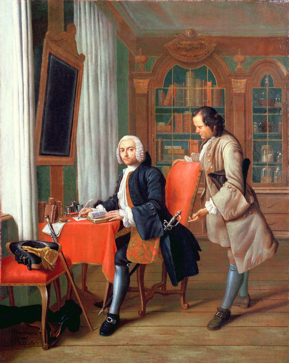 Twee heren in een bibliotheek door Peter Jacob Horemans