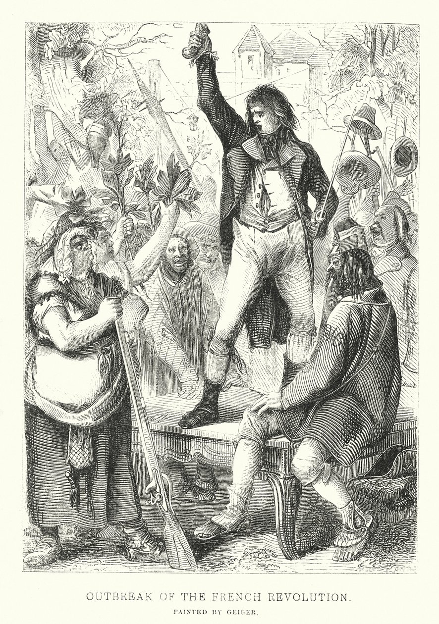 Uitbraak van de Franse Revolutie (gravure) door Peter Johann Nepomuk Geiger