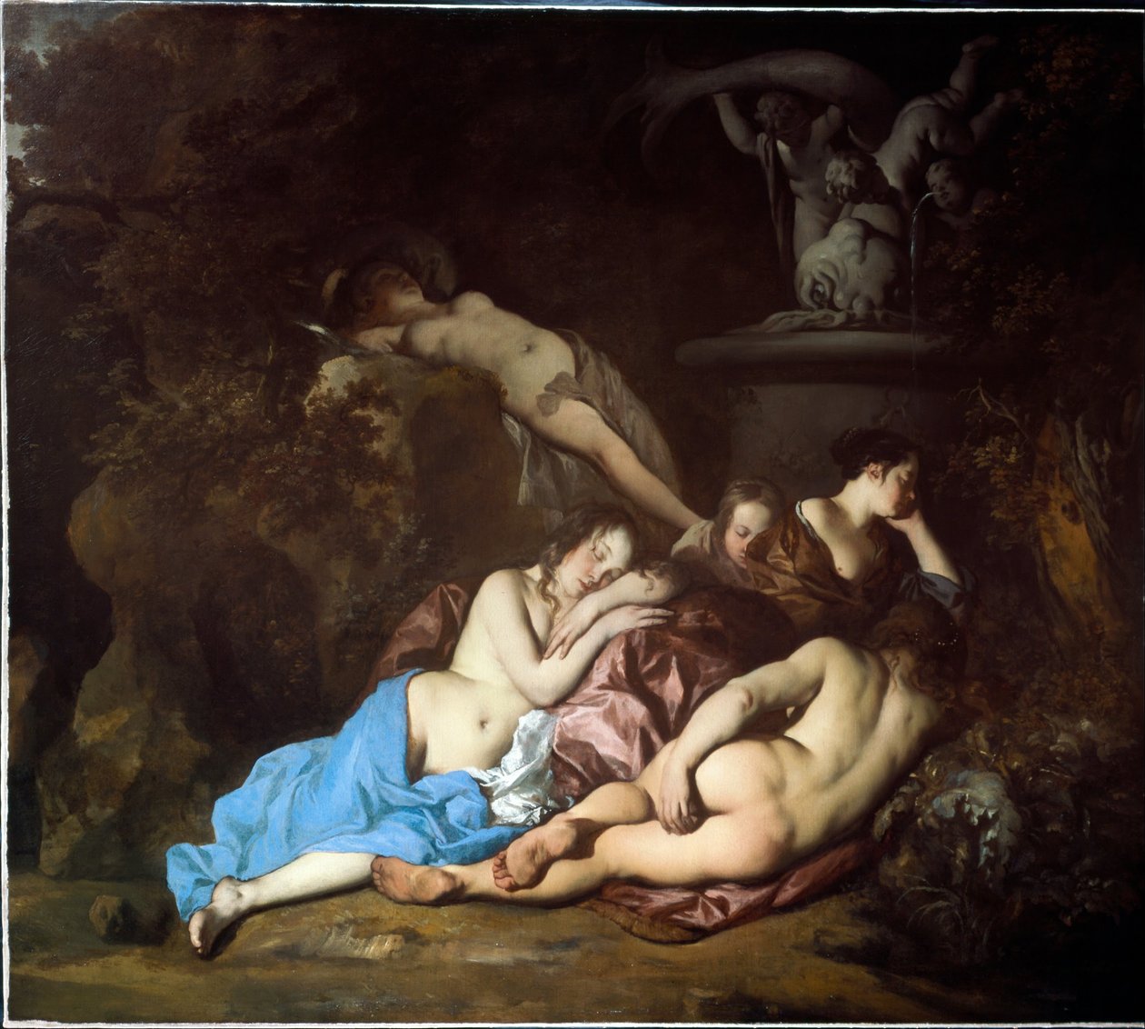 Nimfen bij een fontein door Peter Lely