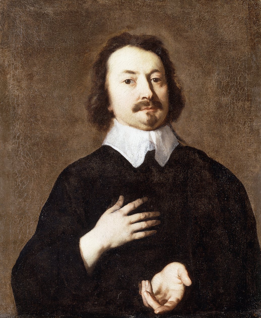 Portret van een Heer, halflang, in zwart met een witte kraag door Peter Lely