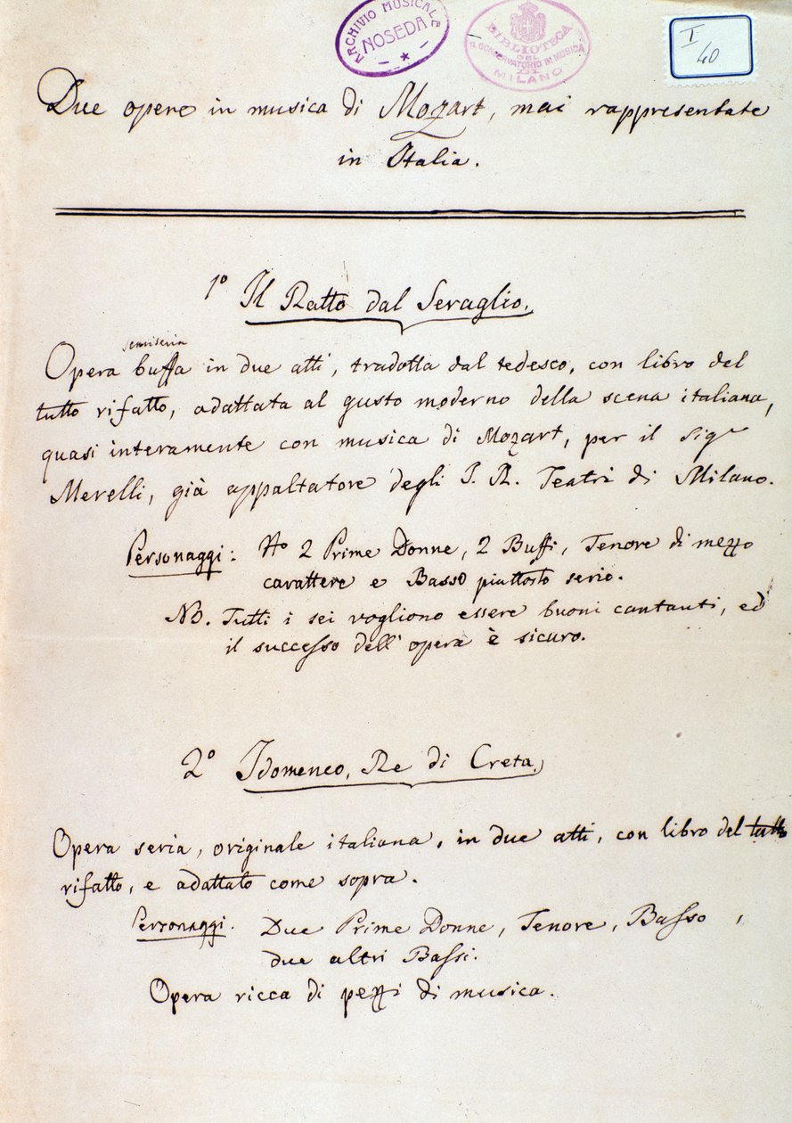 Voorwoord bij het libretto van Lichtenthals bewerking van Mozarts 