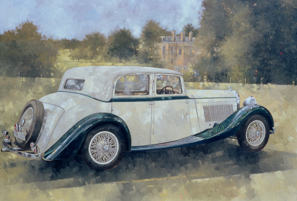 De Groene en Witte Bentley bij Althorp door Peter Miller
