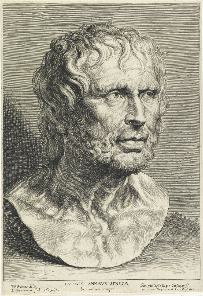 Buste van Seneca, gegraveerd door Lucas Vorsterman door Peter Paul (after) Rubens