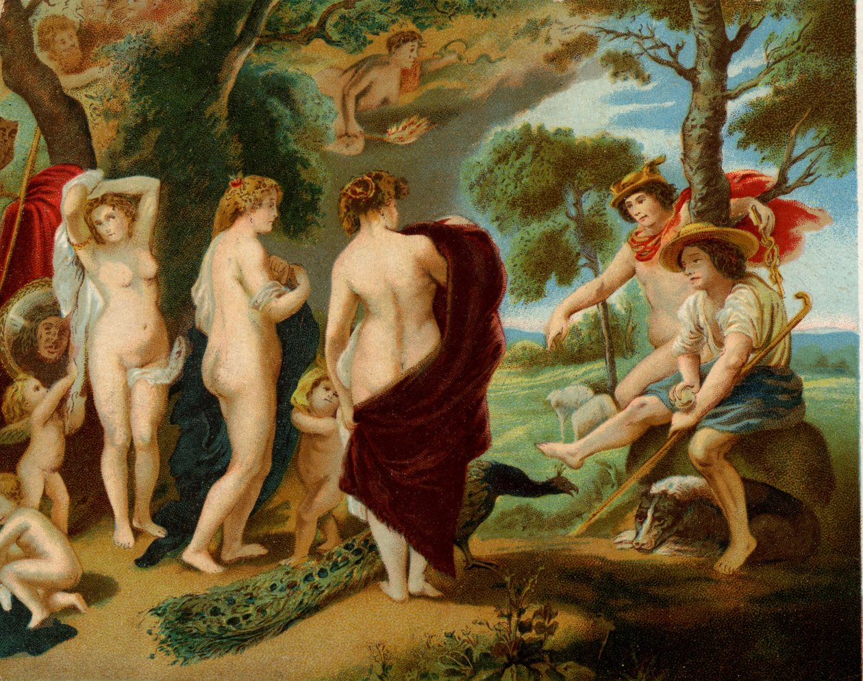Oordeel van Parijs (chromolithografie) door Peter Paul (after) Rubens