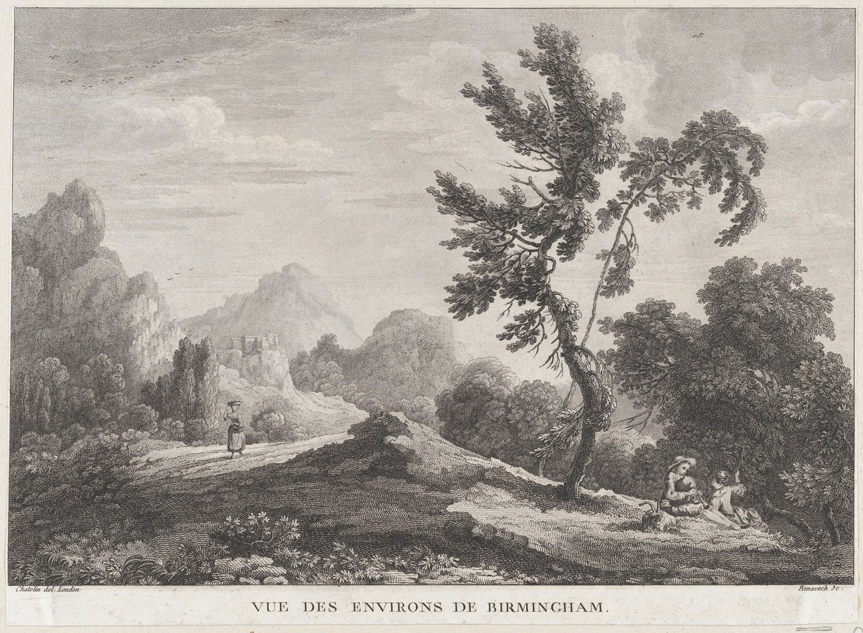 Uitzicht op Birmingham, ca. 1755 door Peter Paul Benazech