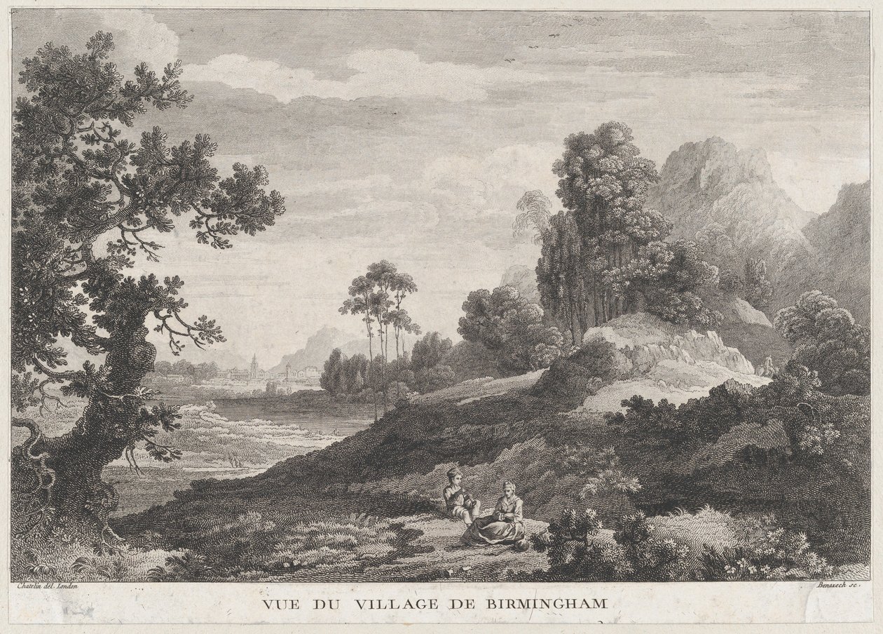 Uitzicht op het Dorp Birmingham, ca. 1755 door Peter Paul Benazech