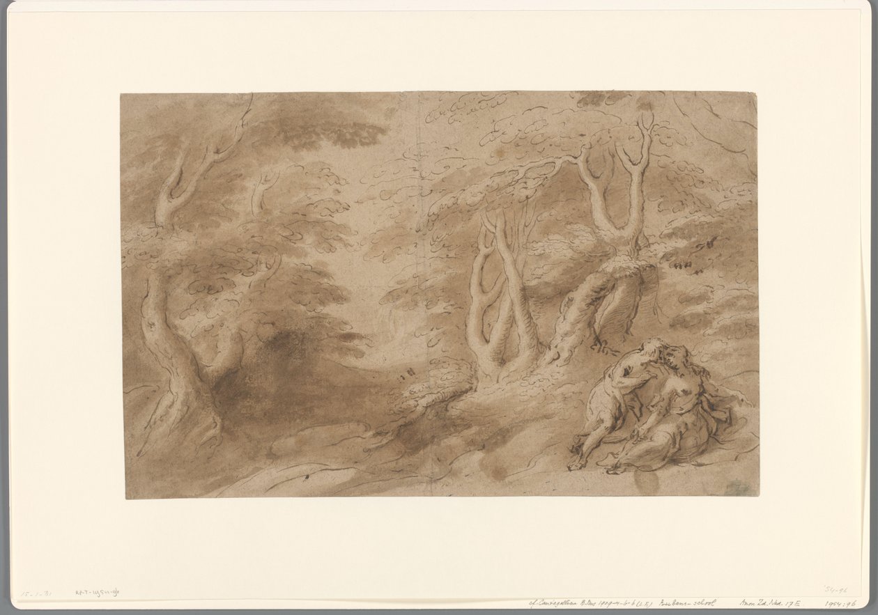 Landschap met liefdespaar door Peter Paul Rubens (school of)
