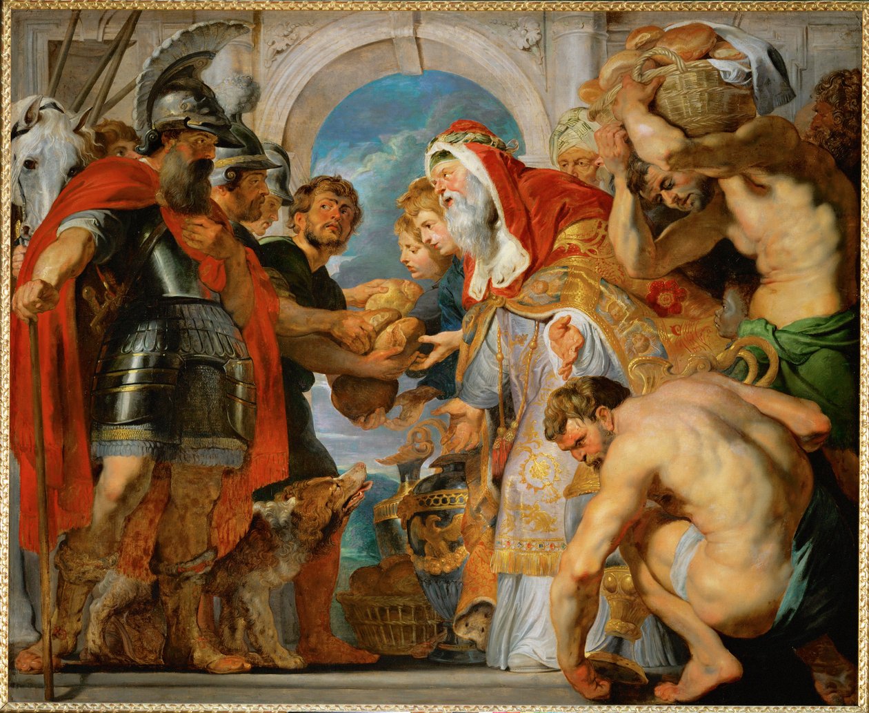 Abraham en Melchisedech (olieverf op doek) door Peter Paul Rubens