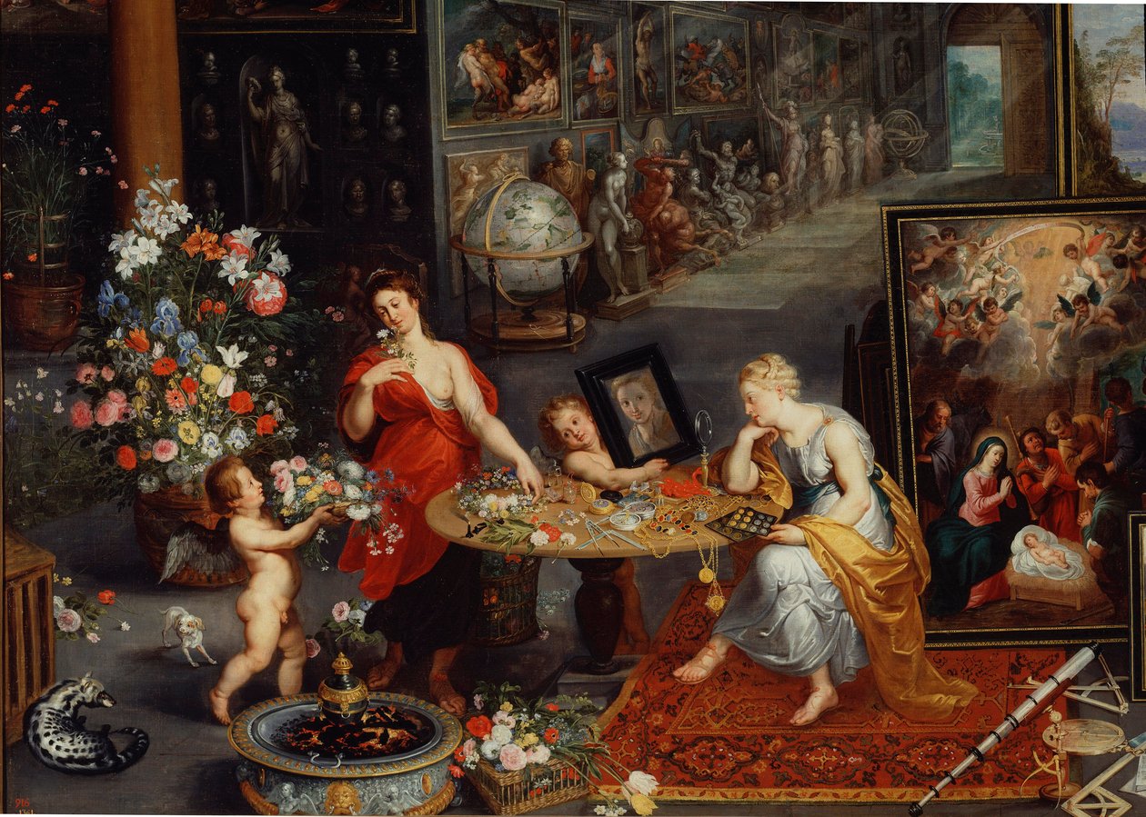 Allegorie van zicht en geur (detail) door Peter Paul Rubens