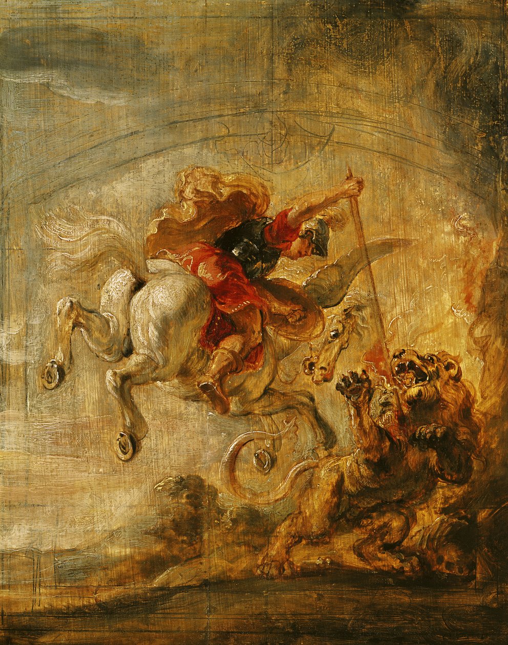 Bellerophon rijdt op Pegasus en vecht tegen de Chimaera, 1635 door Peter Paul Rubens