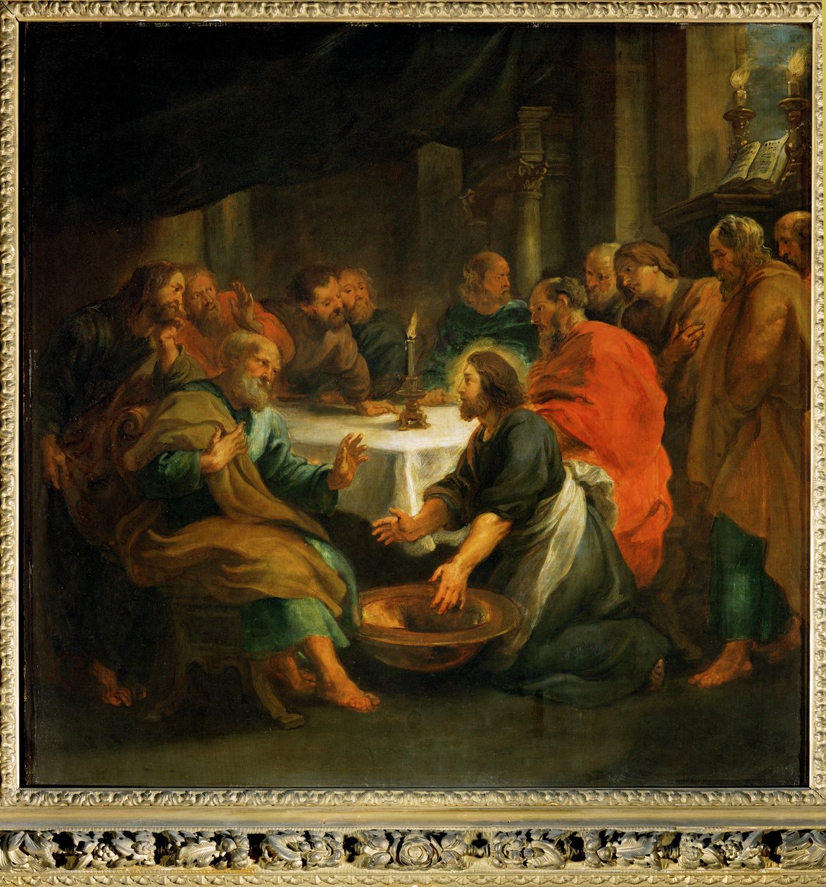 Christus die de voeten van de apostelen wast door Peter Paul Rubens