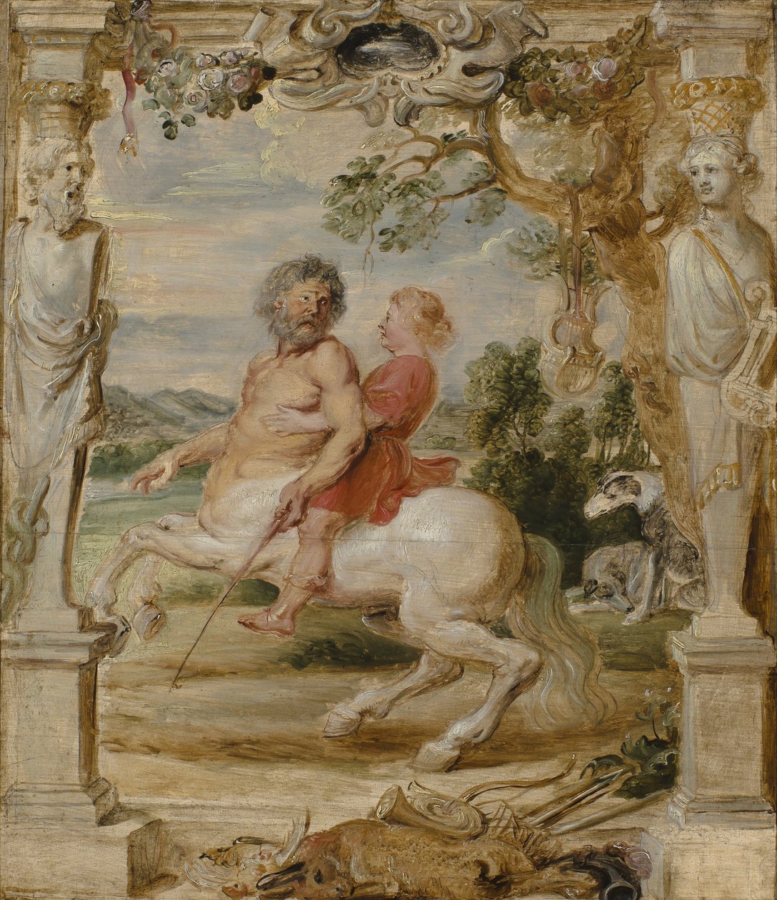 De centaur Chiron onderricht de jeugdige Achilles door Peter Paul Rubens