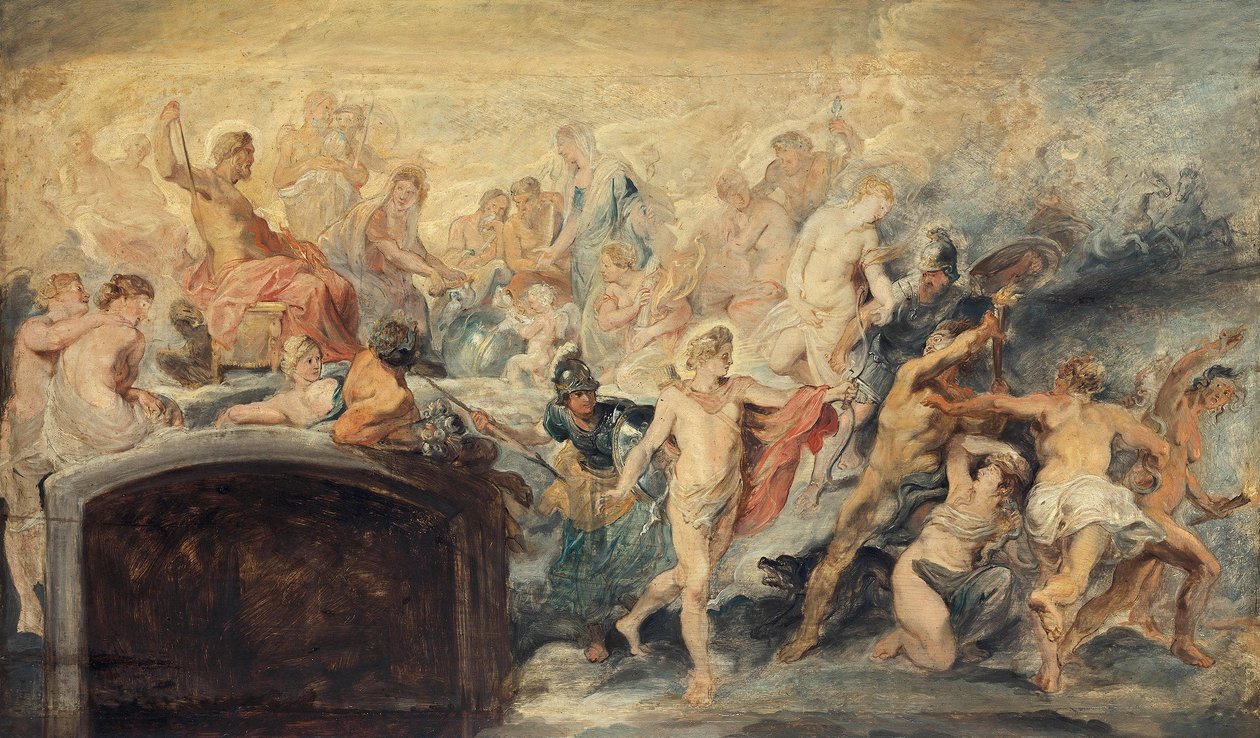 De raad der goden (Schets voor de Medici-cyclus) door Peter Paul Rubens