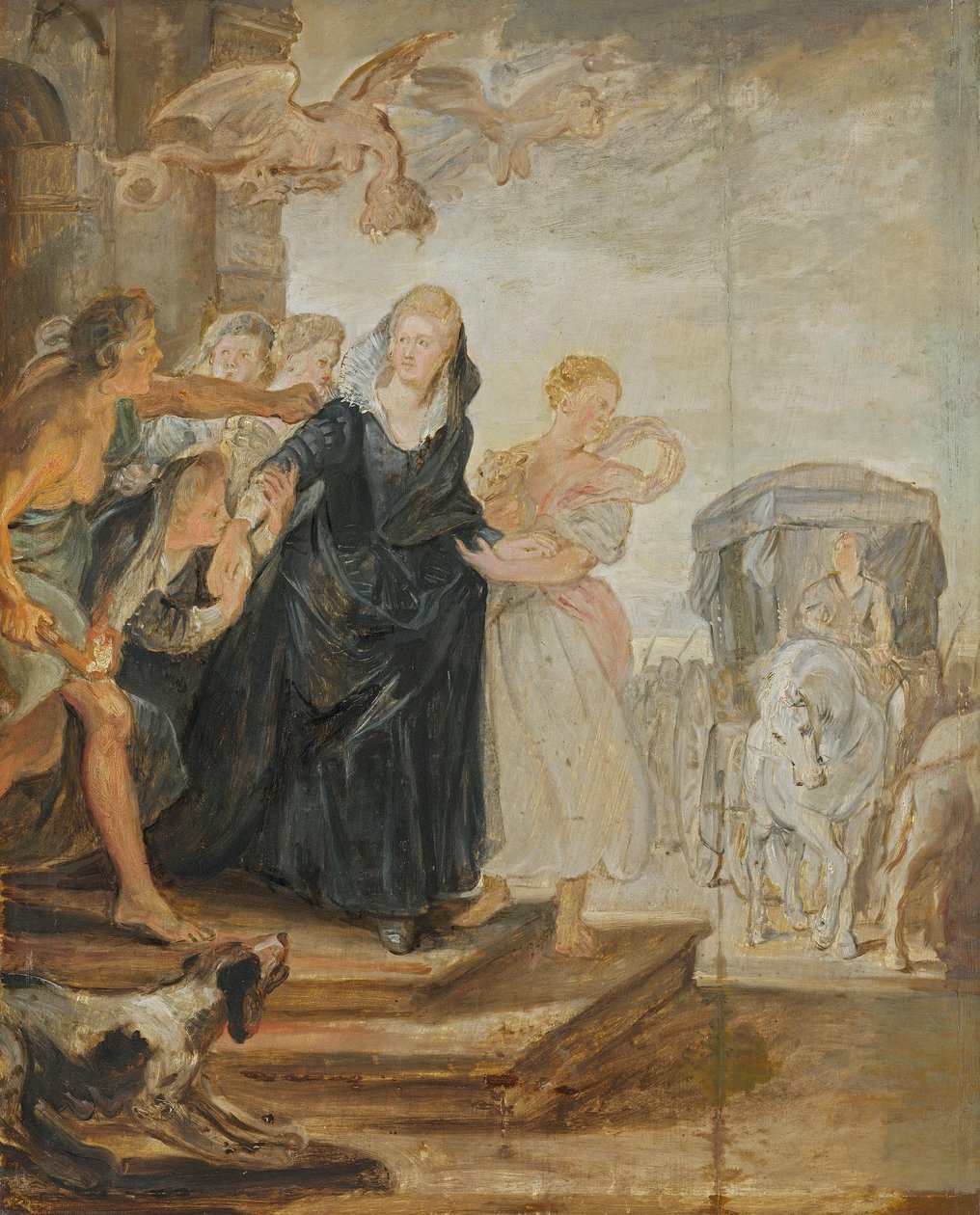 Het vertrek uit Parijs (schets voor de Medici-cyclus) door Peter Paul Rubens