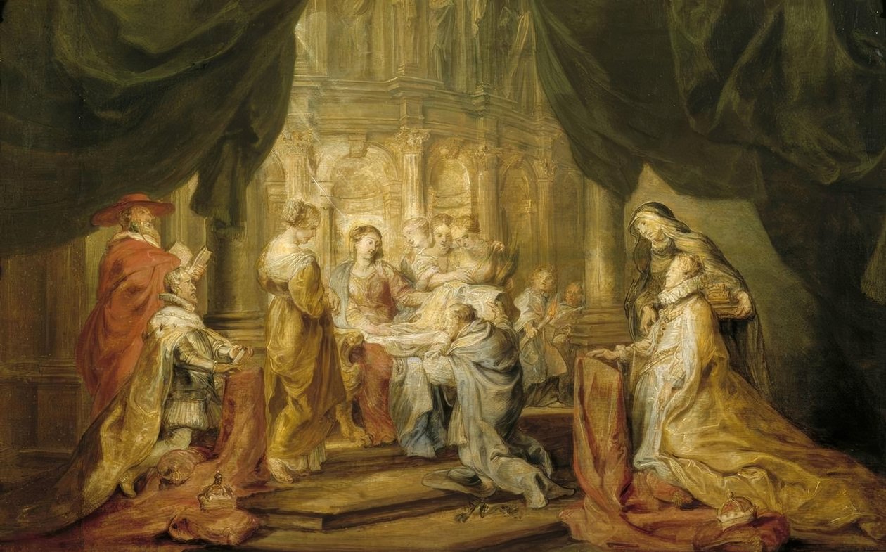 De heilige Ildefonso ontvangt het misgewaad door Peter Paul Rubens