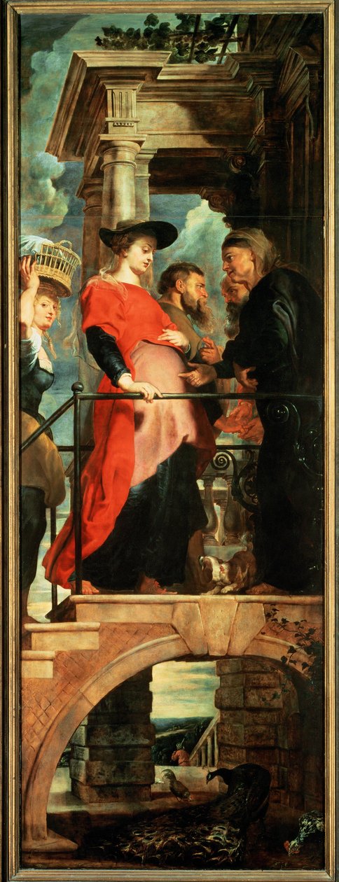 Kruisafneming, linkerpaneel: Visitatie (schilderij) door Peter Paul Rubens