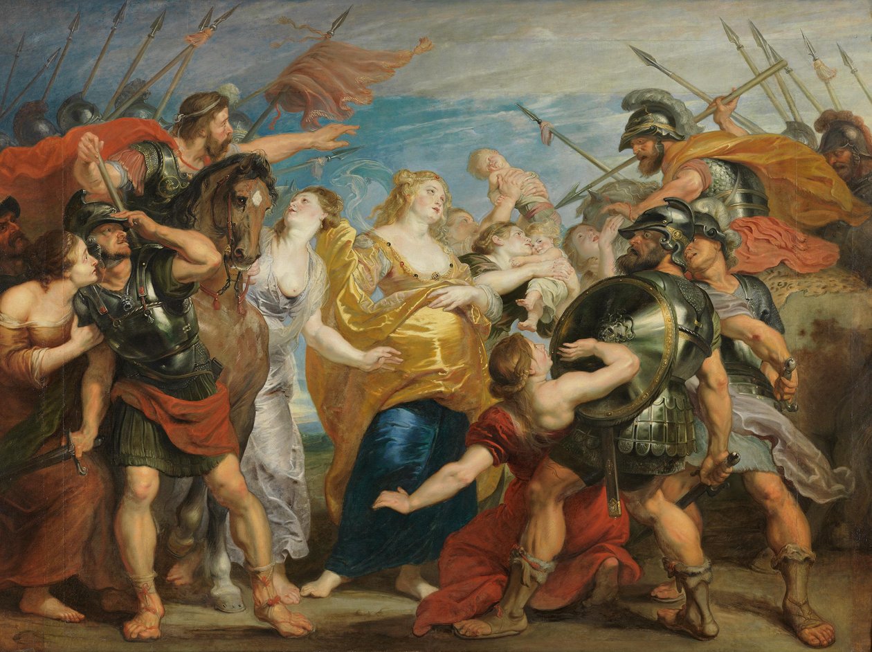 De verzoening tussen de Romeinen en de Sabijnen door Peter Paul Rubens
