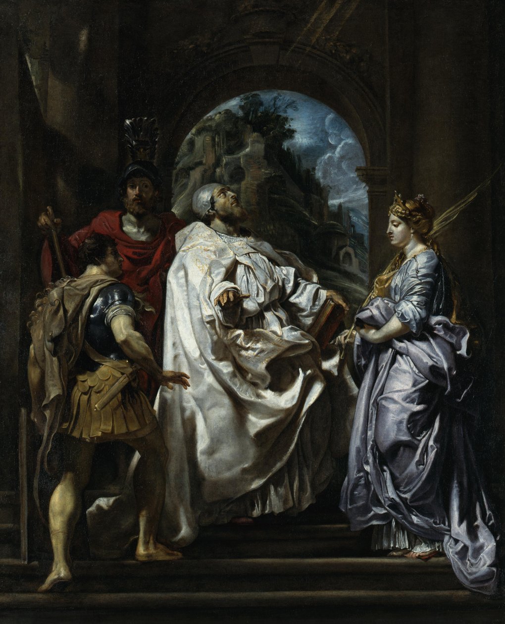 De heiligen Gregorius, Maurus, Papianus en Domitilla door Peter Paul Rubens