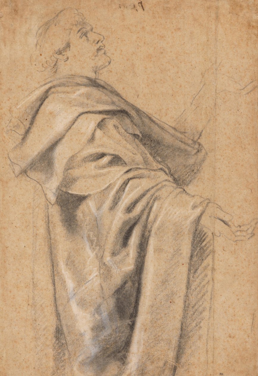 Een man in een wijde mantel door Peter Paul Rubens